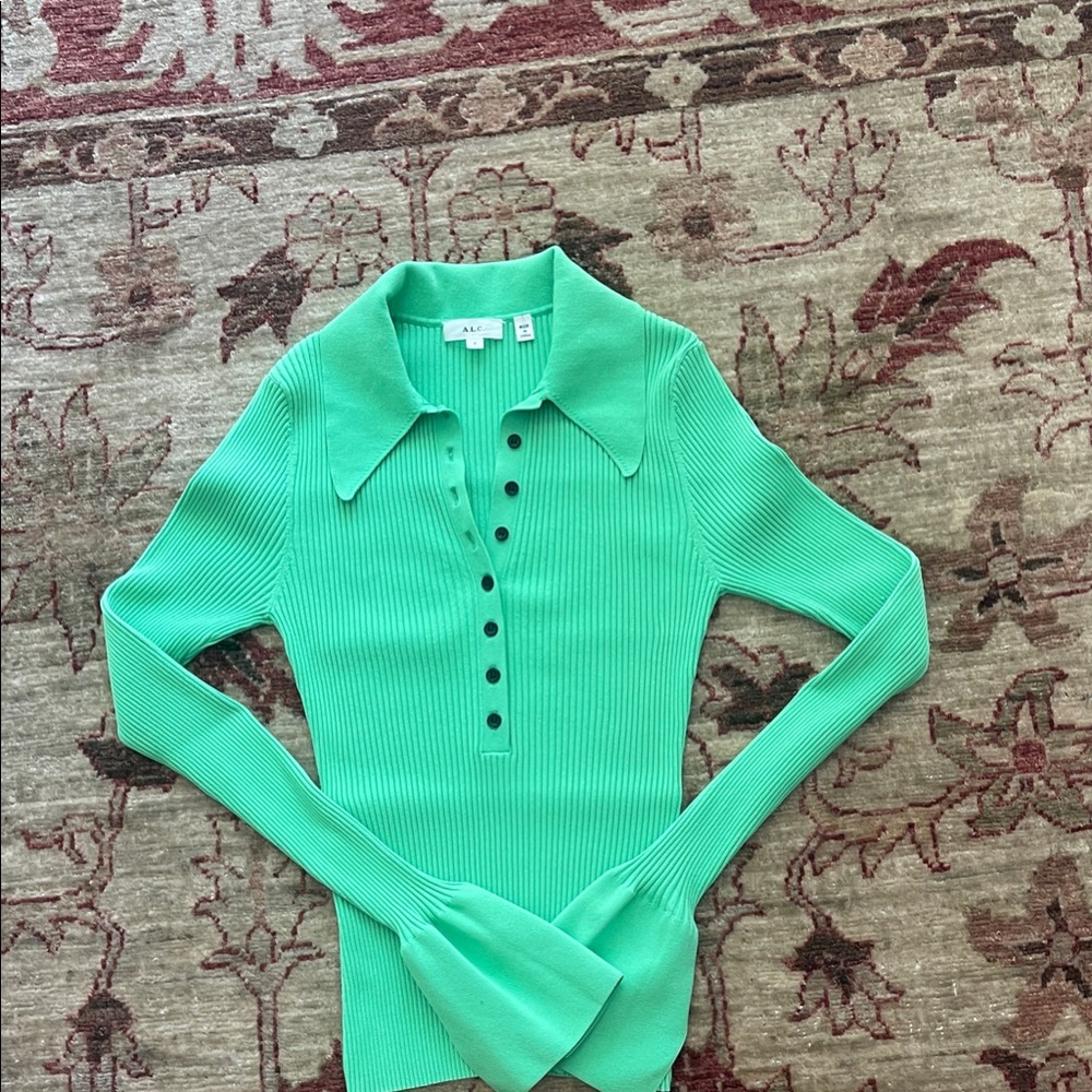 A.P.C. Mint Green Ribbed Button-Down Shirt